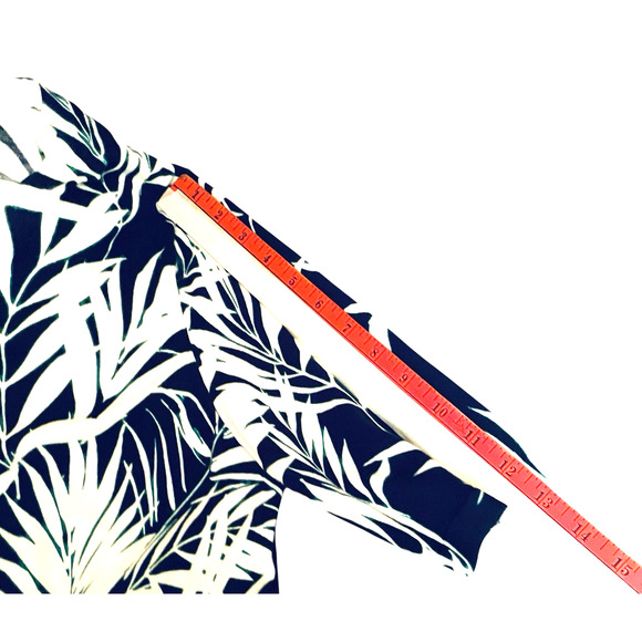 Talbots black white green palm leaf button up cardigan sweater ladies Large Work - Picture 8 of 10